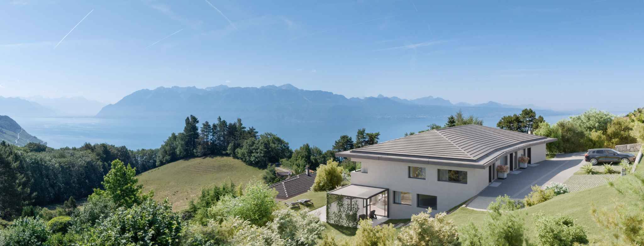 Trois villas de standing sur plans avec vue sur le lac 
Villa A 