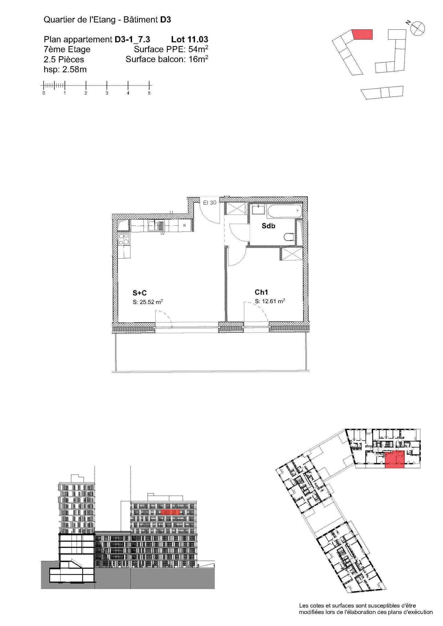 Quartier de l'Etang " Zone de Dévoleppement" - Appartement de 2.5 pièces - Lot D3.1_73-11.03