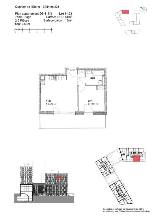 Quartier de l'Etang " Zone de Dévoleppement" - Appartement de 2.5 pièces - Lot D3.1_73-11.03