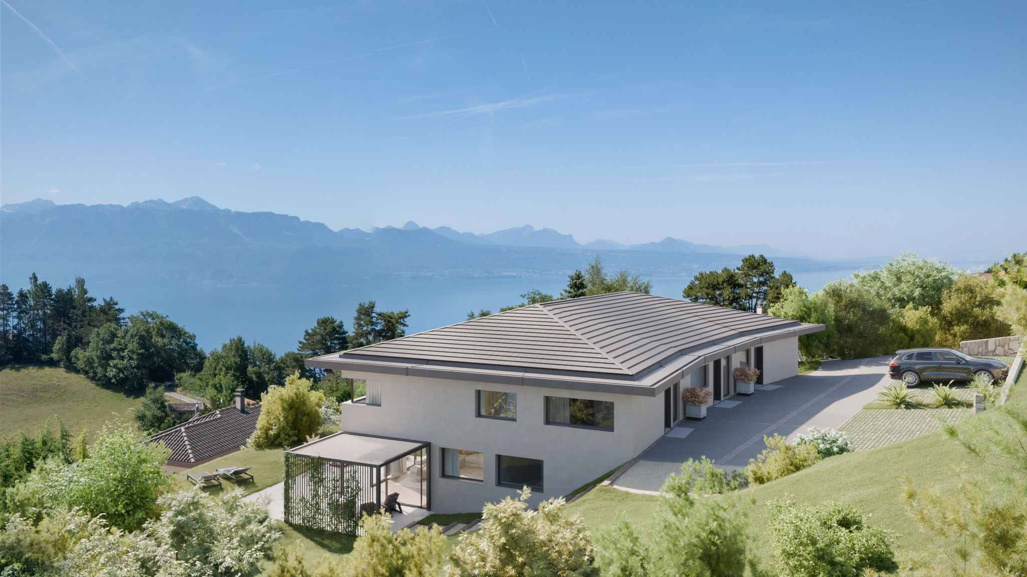 Trois villas de standing sur plans avec vue sur le lac 
Villa C