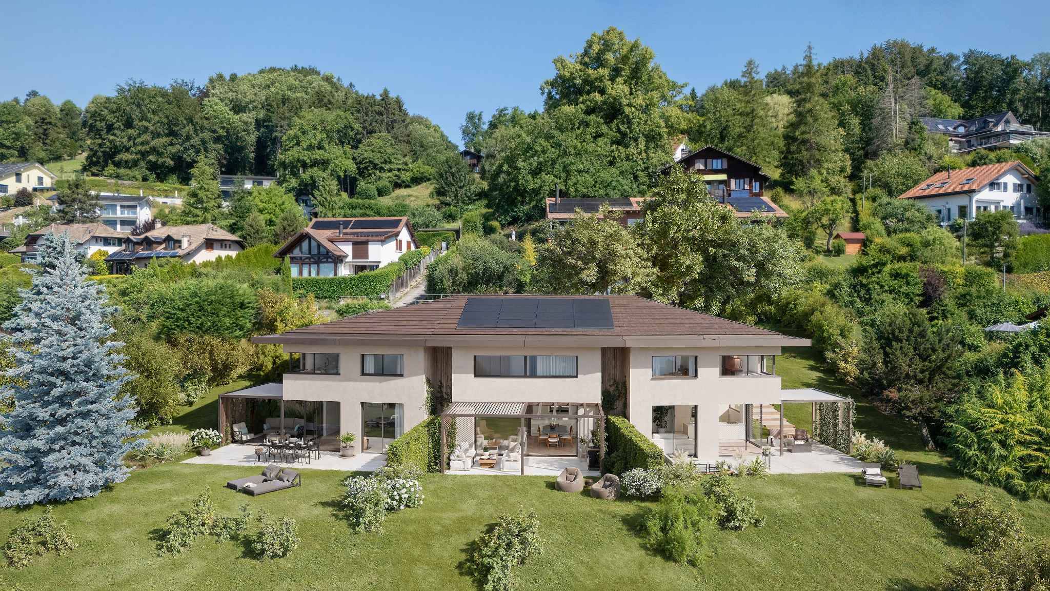 Trois villas de standing sur plans avec vue sur le lac 
Villa B