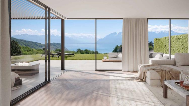 Trois villas de standing sur plans avec vue sur le lac 
Villa B